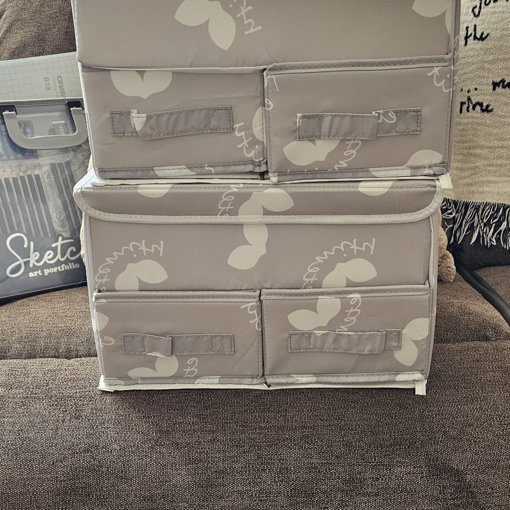 Gray Storage Box with Pattern Set Of 2 - Picture 10 of 12